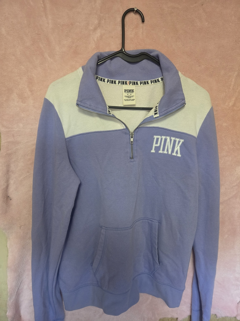 PINK Victoria's Secret Lavender and Light Gray Half-Zip Pullover